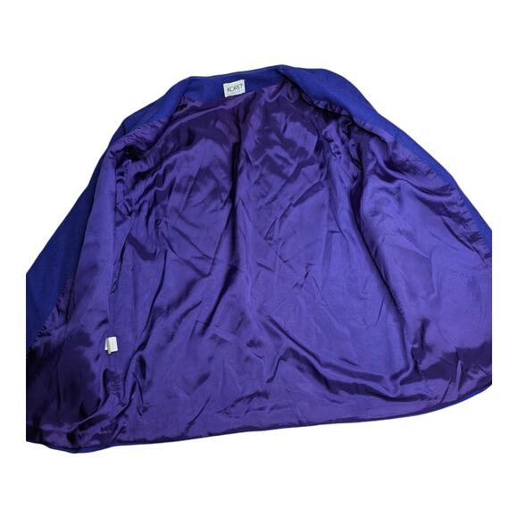 Vtg 1980s Koret Royal Purple 100% Wool Open Front Collarless Blazer Jacket 18W - Picture 3 of 5